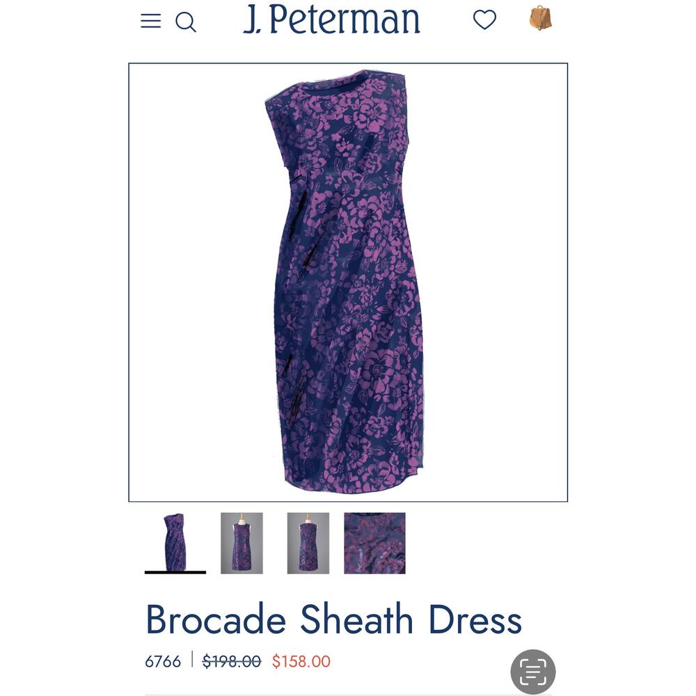 J. Peterman Vintage Women's Brocade Sheath Dress NWOT SZ 10 Regal Modern Luxury